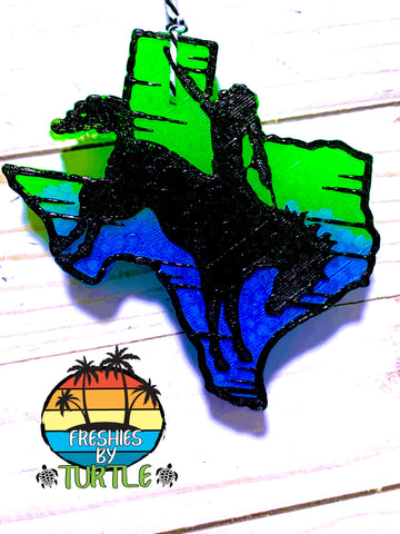 Texas Bucking Cowboy Sunset Car Freshie