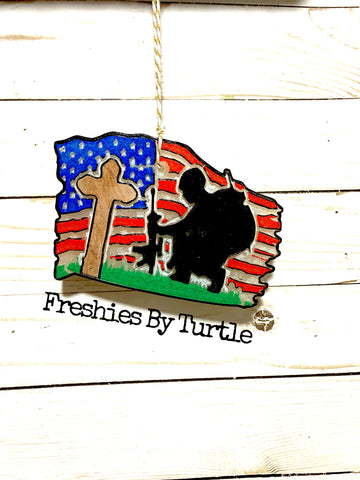 Fallen Solider With Flag Freshie